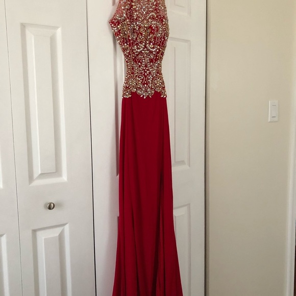 JULIET Red, Beaded Gown Size S - Picture 3 of 8